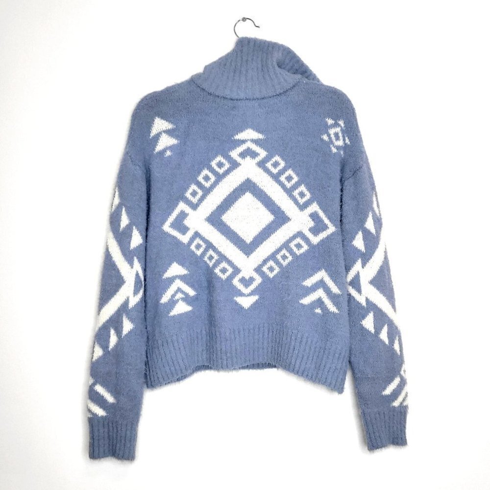 NWOT Blue Soft Knit Quarter zip Sweater Women Size Large - Picture 4 of 9
